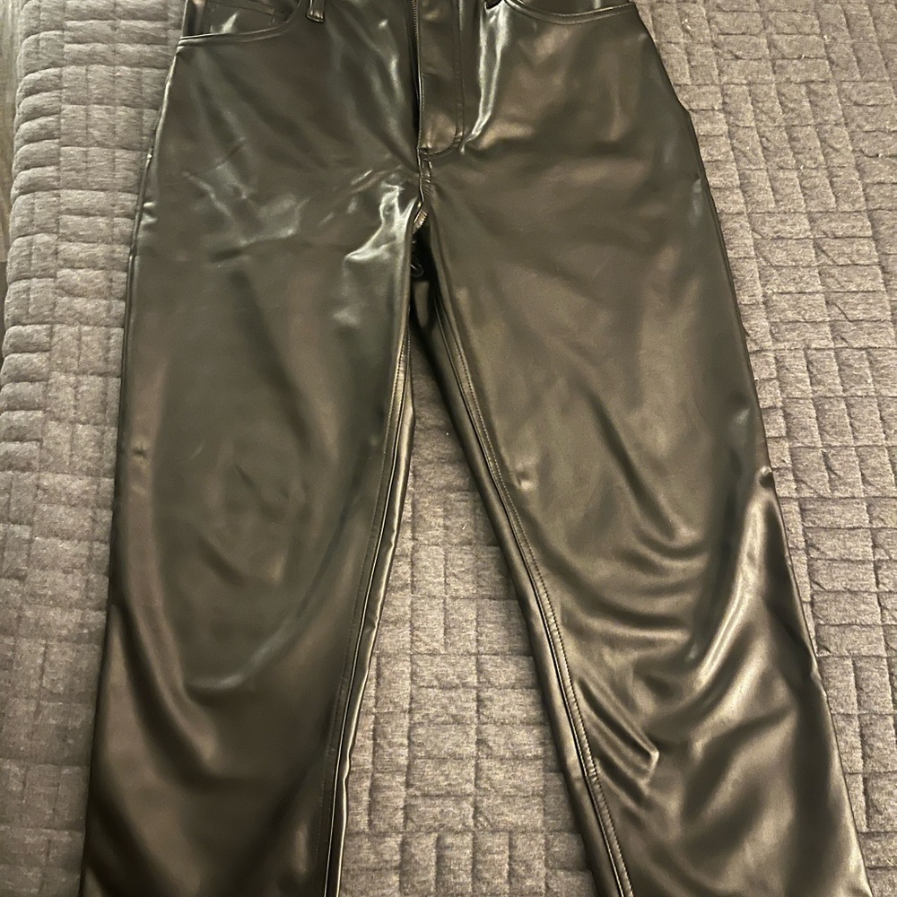 Women’s Black Vegan Leather Pants (Short)
